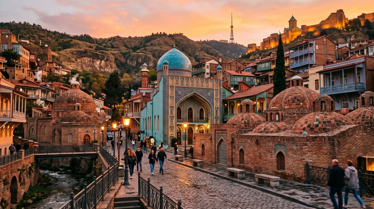 Tbilisi sulfur bath domes with ornate tilework