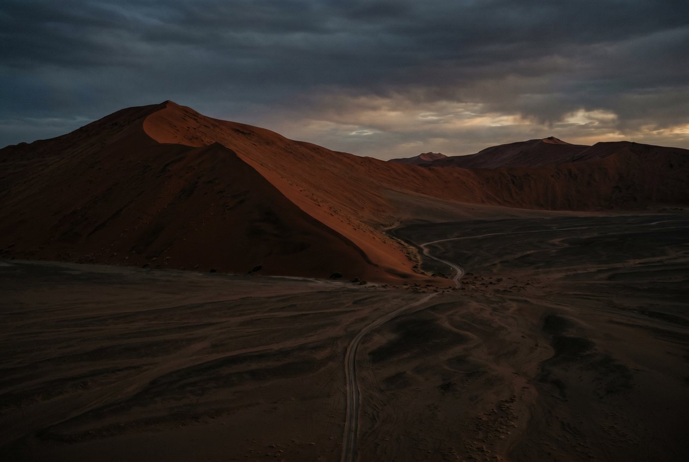 Red dunes at dawn in Namibia