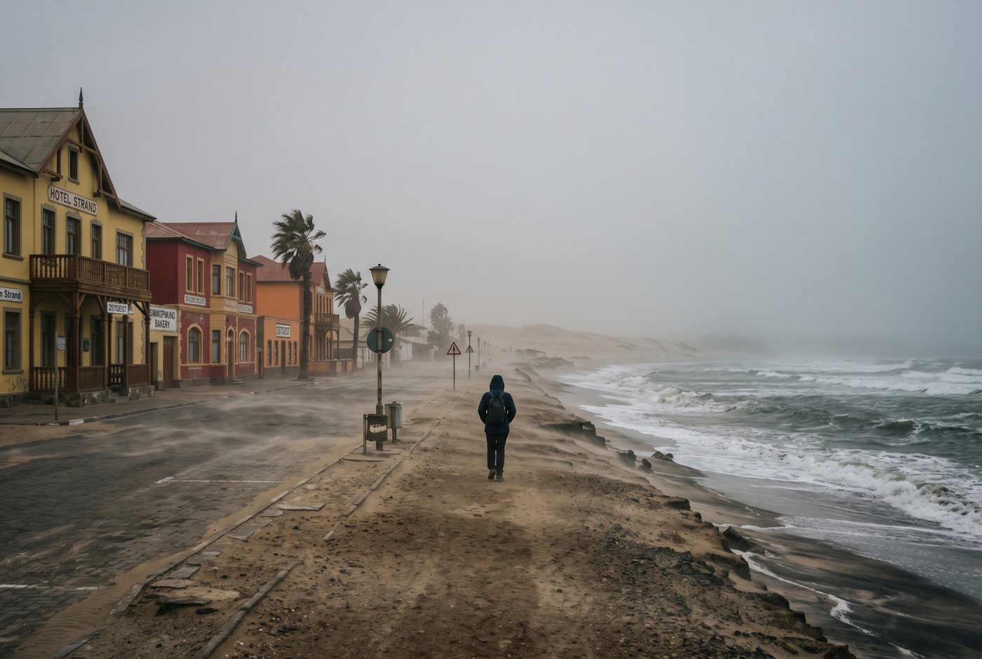 Foggy coast in Swakopmund, Namibia